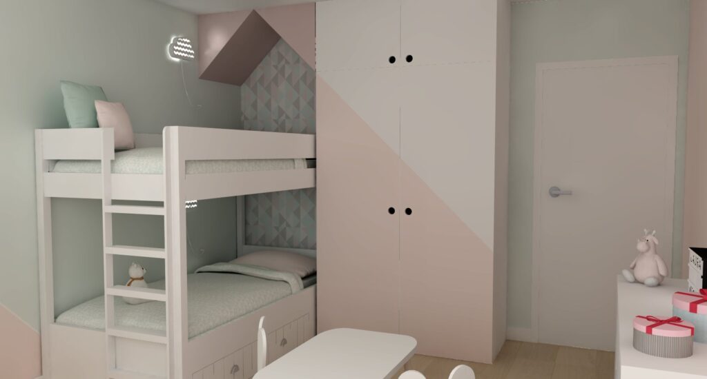 Renderbeeld interieurstyling kinderkamer